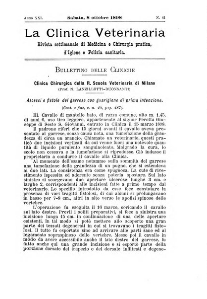 La clinica veterinaria rivista di medicina e chirurgia pratica degli animali domestici