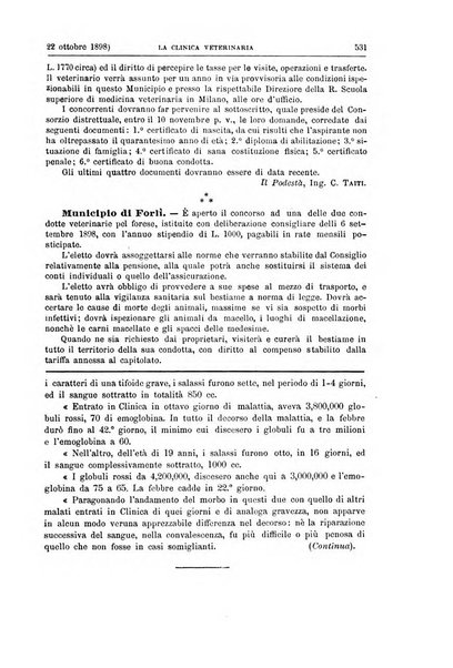 La clinica veterinaria rivista di medicina e chirurgia pratica degli animali domestici