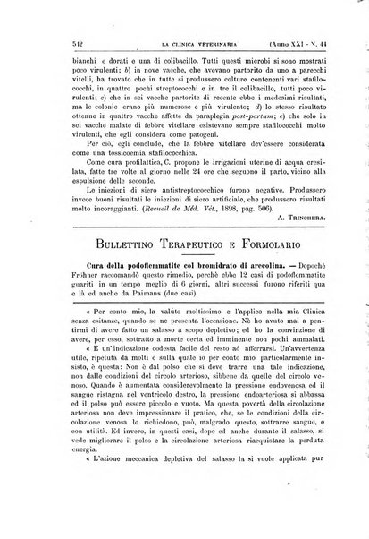 La clinica veterinaria rivista di medicina e chirurgia pratica degli animali domestici