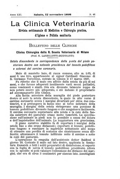 La clinica veterinaria rivista di medicina e chirurgia pratica degli animali domestici