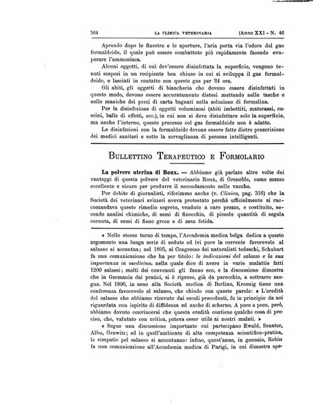 La clinica veterinaria rivista di medicina e chirurgia pratica degli animali domestici