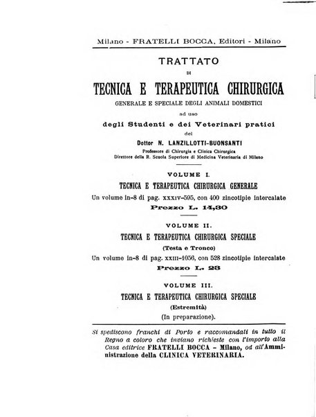 La clinica veterinaria rivista di medicina e chirurgia pratica degli animali domestici