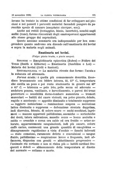 La clinica veterinaria rivista di medicina e chirurgia pratica degli animali domestici