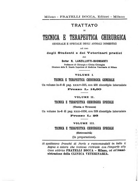 La clinica veterinaria rivista di medicina e chirurgia pratica degli animali domestici