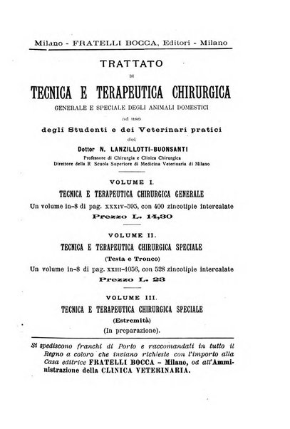 La clinica veterinaria rivista di medicina e chirurgia pratica degli animali domestici