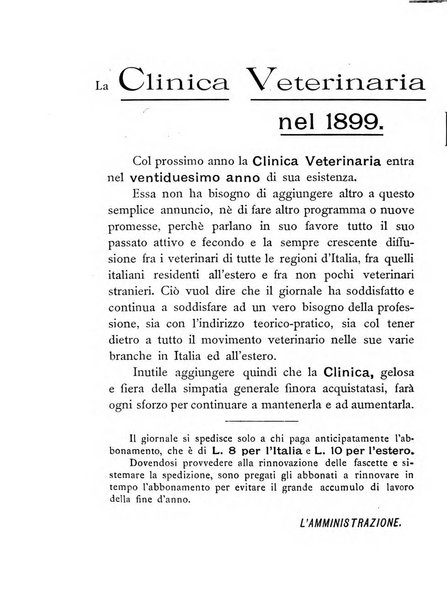 La clinica veterinaria rivista di medicina e chirurgia pratica degli animali domestici