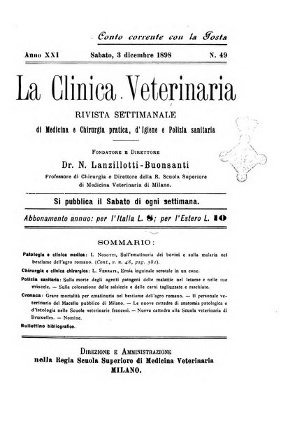 La clinica veterinaria rivista di medicina e chirurgia pratica degli animali domestici