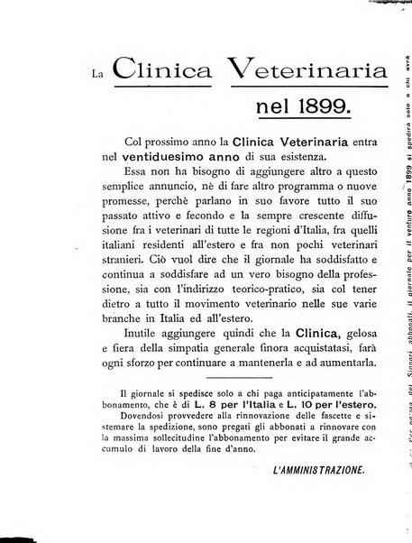 La clinica veterinaria rivista di medicina e chirurgia pratica degli animali domestici