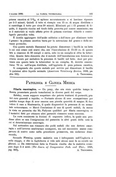 La clinica veterinaria rivista di medicina e chirurgia pratica degli animali domestici