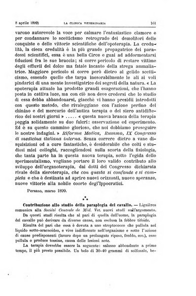 La clinica veterinaria rivista di medicina e chirurgia pratica degli animali domestici