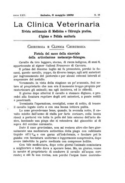 La clinica veterinaria rivista di medicina e chirurgia pratica degli animali domestici