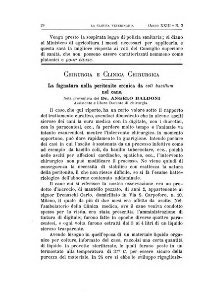 La clinica veterinaria rivista di medicina e chirurgia pratica degli animali domestici