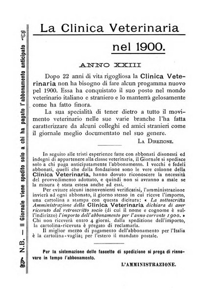 La clinica veterinaria rivista di medicina e chirurgia pratica degli animali domestici