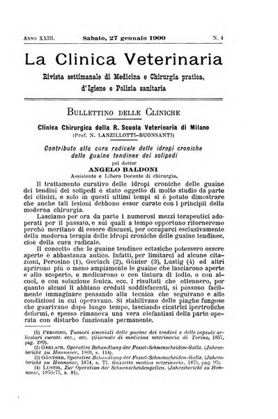 La clinica veterinaria rivista di medicina e chirurgia pratica degli animali domestici