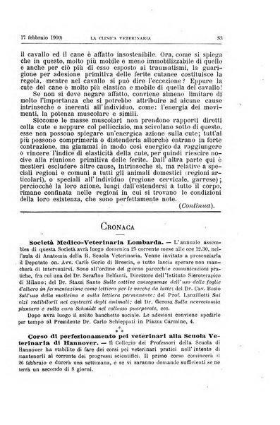 La clinica veterinaria rivista di medicina e chirurgia pratica degli animali domestici