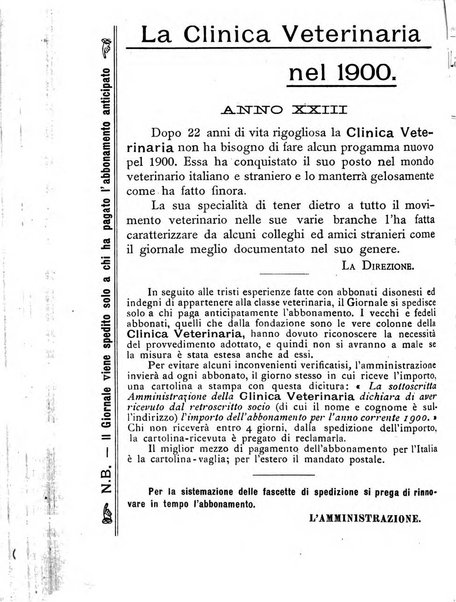 La clinica veterinaria rivista di medicina e chirurgia pratica degli animali domestici