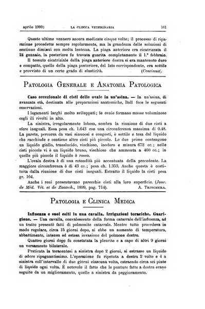 La clinica veterinaria rivista di medicina e chirurgia pratica degli animali domestici