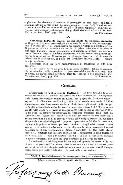 La clinica veterinaria rivista di medicina e chirurgia pratica degli animali domestici