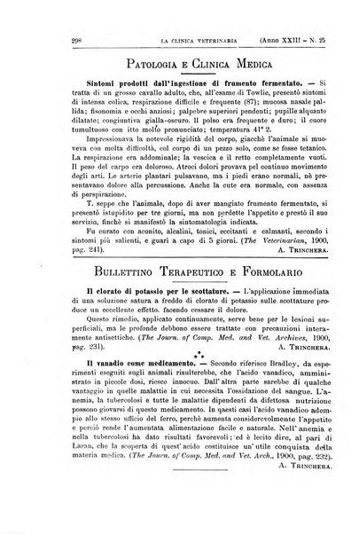 La clinica veterinaria rivista di medicina e chirurgia pratica degli animali domestici