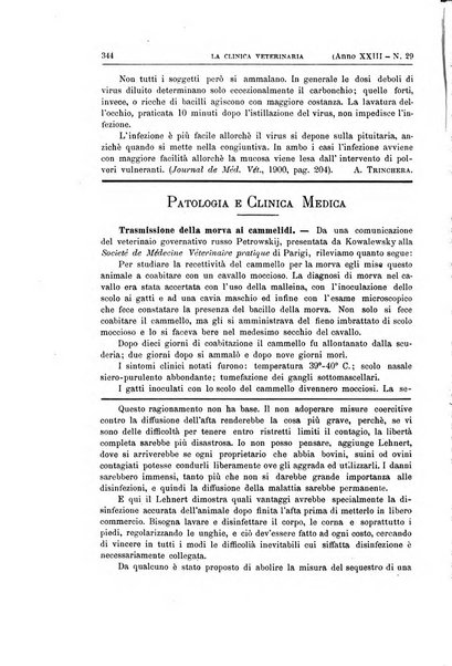 La clinica veterinaria rivista di medicina e chirurgia pratica degli animali domestici