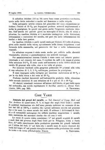 La clinica veterinaria rivista di medicina e chirurgia pratica degli animali domestici