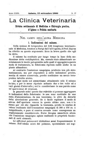 La clinica veterinaria rivista di medicina e chirurgia pratica degli animali domestici