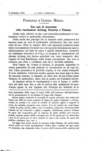 La clinica veterinaria rivista di medicina e chirurgia pratica degli animali domestici