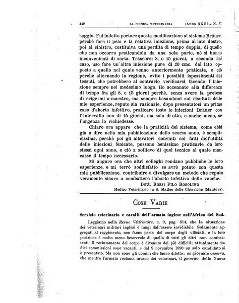 La clinica veterinaria rivista di medicina e chirurgia pratica degli animali domestici