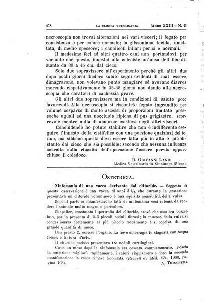 La clinica veterinaria rivista di medicina e chirurgia pratica degli animali domestici