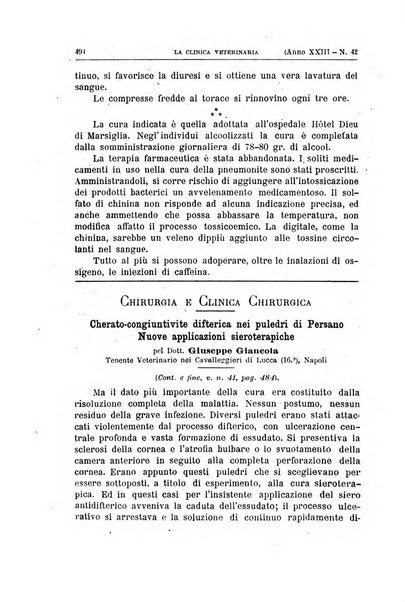 La clinica veterinaria rivista di medicina e chirurgia pratica degli animali domestici