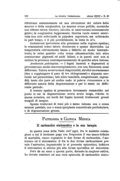 La clinica veterinaria rivista di medicina e chirurgia pratica degli animali domestici