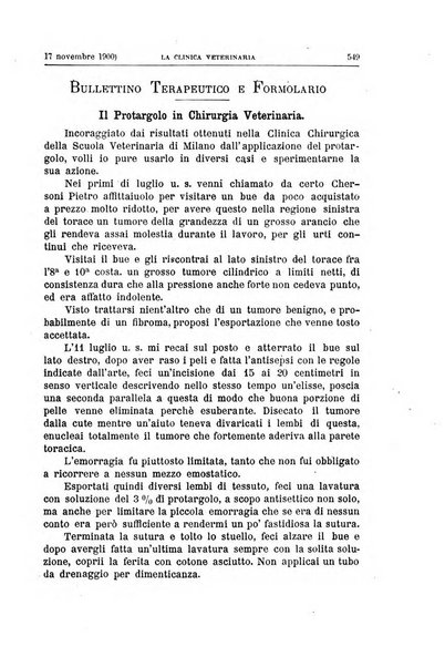 La clinica veterinaria rivista di medicina e chirurgia pratica degli animali domestici