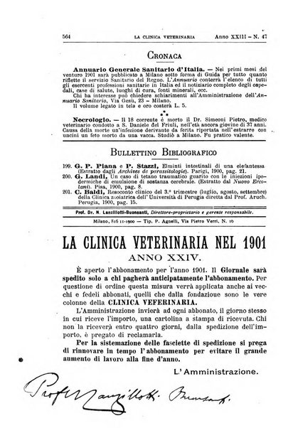 La clinica veterinaria rivista di medicina e chirurgia pratica degli animali domestici