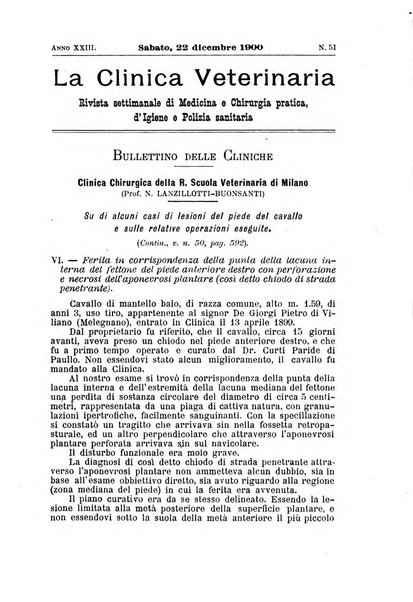 La clinica veterinaria rivista di medicina e chirurgia pratica degli animali domestici