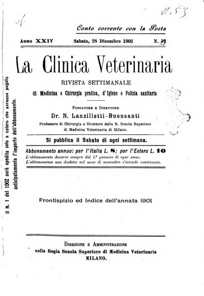 La clinica veterinaria rivista di medicina e chirurgia pratica degli animali domestici