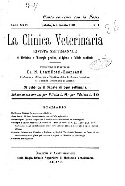 La clinica veterinaria rivista di medicina e chirurgia pratica degli animali domestici