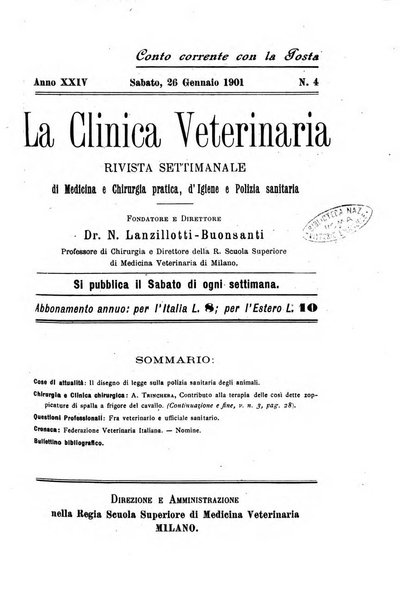 La clinica veterinaria rivista di medicina e chirurgia pratica degli animali domestici