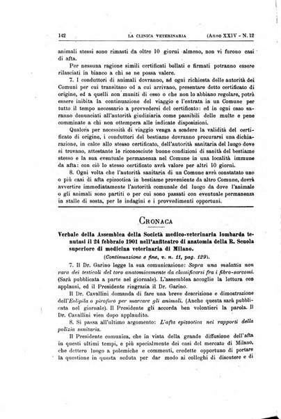 La clinica veterinaria rivista di medicina e chirurgia pratica degli animali domestici