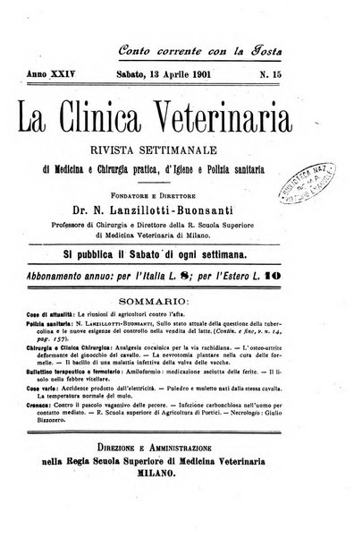 La clinica veterinaria rivista di medicina e chirurgia pratica degli animali domestici