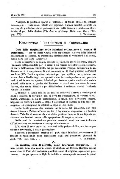 La clinica veterinaria rivista di medicina e chirurgia pratica degli animali domestici
