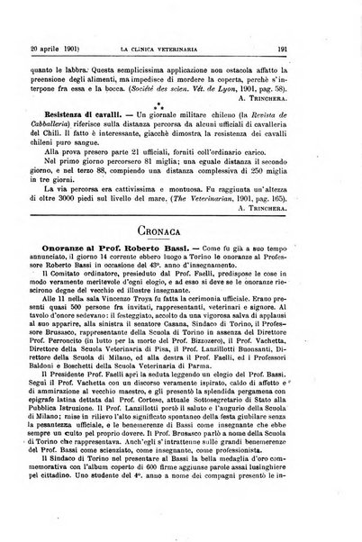 La clinica veterinaria rivista di medicina e chirurgia pratica degli animali domestici