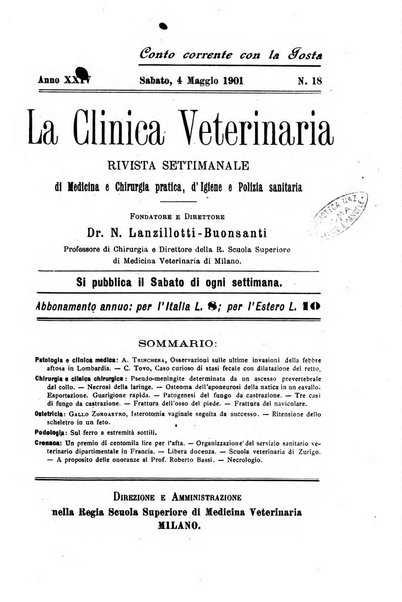 La clinica veterinaria rivista di medicina e chirurgia pratica degli animali domestici