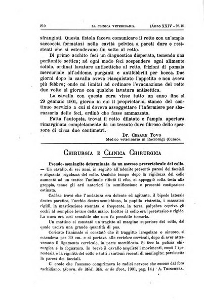 La clinica veterinaria rivista di medicina e chirurgia pratica degli animali domestici