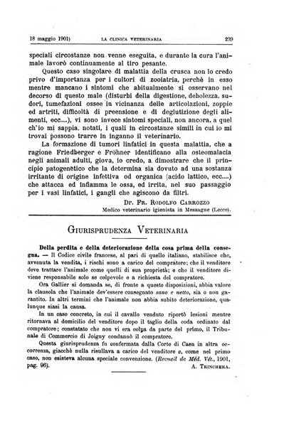 La clinica veterinaria rivista di medicina e chirurgia pratica degli animali domestici