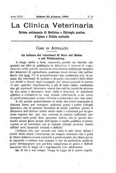 La clinica veterinaria rivista di medicina e chirurgia pratica degli animali domestici