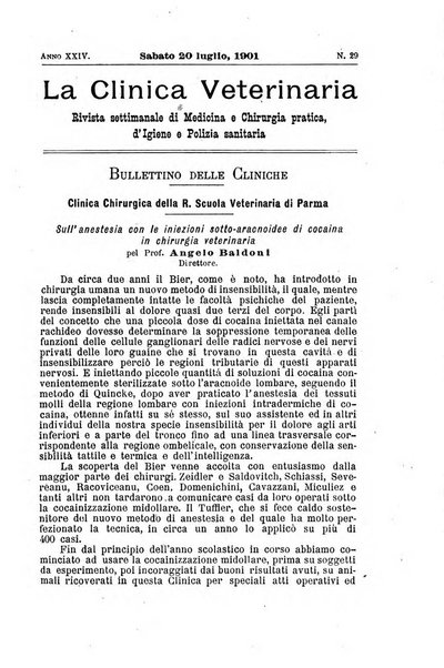 La clinica veterinaria rivista di medicina e chirurgia pratica degli animali domestici