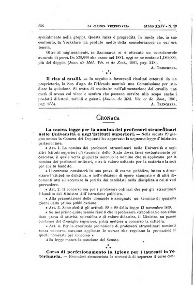 La clinica veterinaria rivista di medicina e chirurgia pratica degli animali domestici