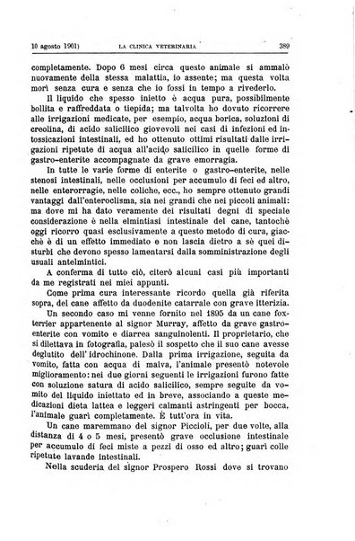 La clinica veterinaria rivista di medicina e chirurgia pratica degli animali domestici