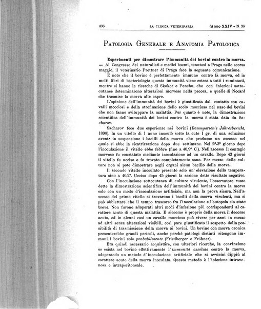 La clinica veterinaria rivista di medicina e chirurgia pratica degli animali domestici