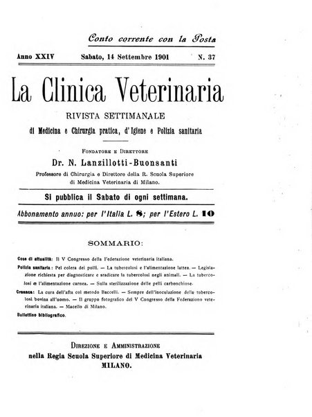 La clinica veterinaria rivista di medicina e chirurgia pratica degli animali domestici